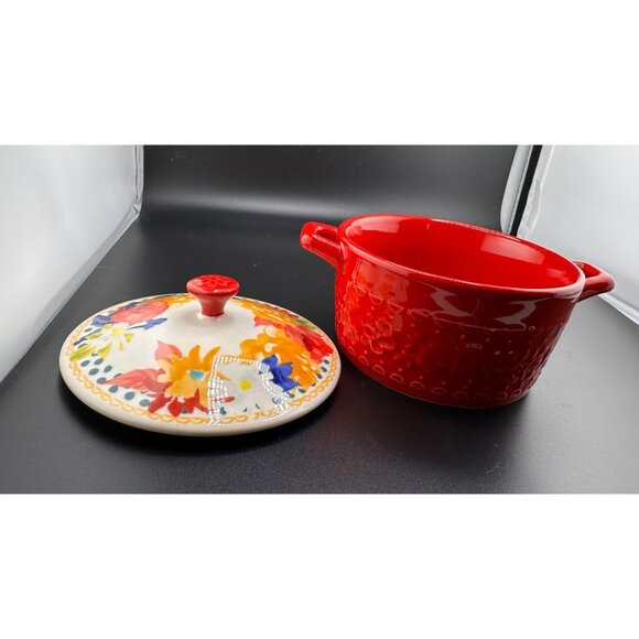 The Pioneer Woman 2.5 Qt Stoneware Casserole Dish w/ Lid Fiona Pattern Red - Picture 1 of 12